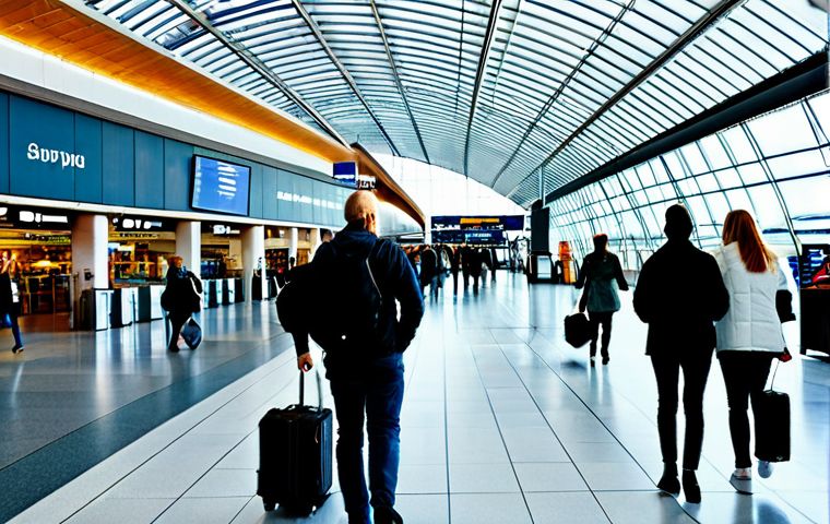 Oslo Airport - Arrival**

"A bright and modern interior of Oslo-Gardermoen Airport (OSL), showing travelers walking through a clean, well-lit terminal. Focus on diverse, fully clothed travelers with luggage.  Background includes duty-free shops and clear signage. Safe for work, appropriate content, professional environment, perfect anatomy, natural proportions, daytime, high resolution, realistic."

**