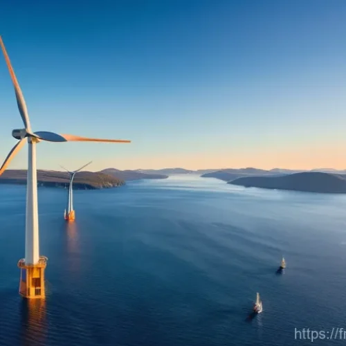 Home 15 노르웨이에서의 비즈니스 기회 - A breathtaking panoramic view of a Norwegian fjord, bathed in soft, early morning light. In the fore...