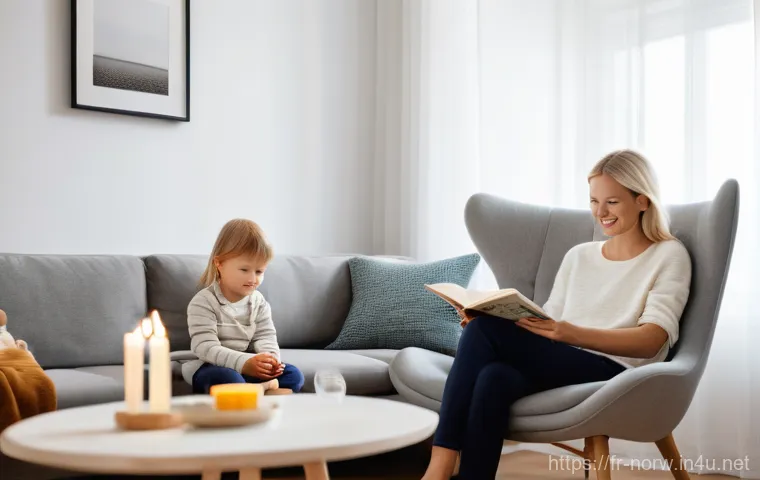 노르웨이에서 출산 및 육아 지원 정책 - **Children Playing Outdoors at a Barnehage:** A group of diverse Norwegian children, aged between 2 ...