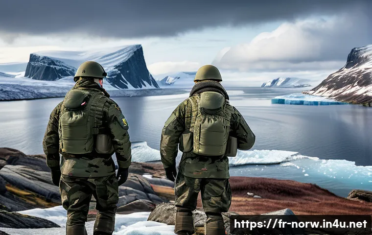 노르웨이의 NATO 가입 배경 - A detailed military scene depicting Norwegian soldiers in modern camouflage uniforms conducting join...