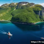Home 22 노르웨이 해양 생태 보호 - A panoramic view of a Norwegian marine protected area featuring rugged fjords and clear blue waters,...